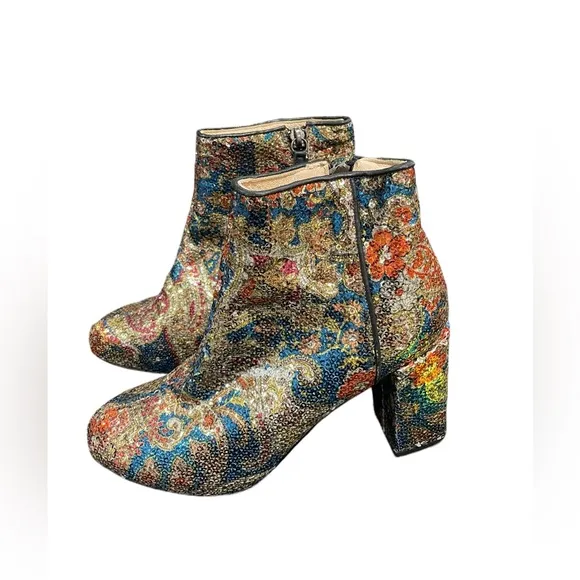 Carven sequined block heel boots size 37 EU (6 US)
