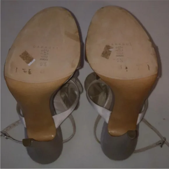Casadei champagne colored satin heels shoes
