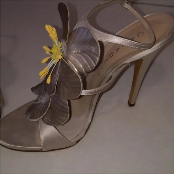 Casadei champagne colored satin heels shoes