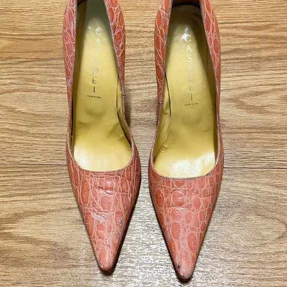 CASADEI Crocodile Pointed-Toe Pumps