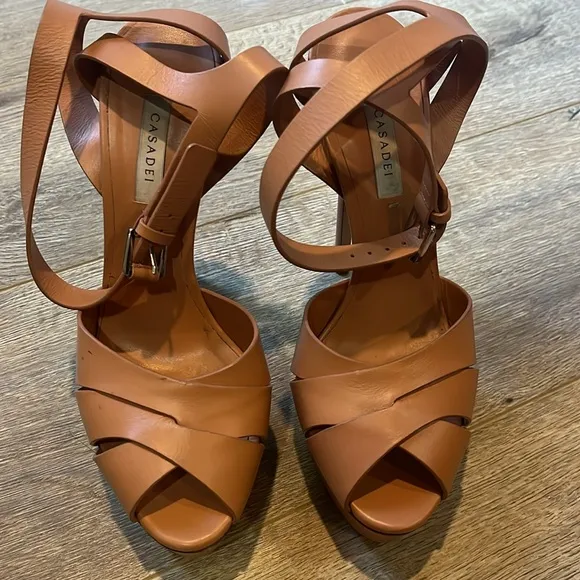Casadei platform sandals size 9. Tan. Women’s Shoes. Heels. Open Toe. Summer
