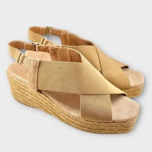 CASTAÑER Camel/Tan Quilu woven espadrille wedge sandals Size 40 - US 10