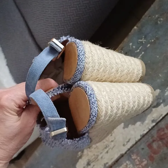 Castaner Freida Espadrille Wedge canvas wedge Sandals 37 7 peeptoe
