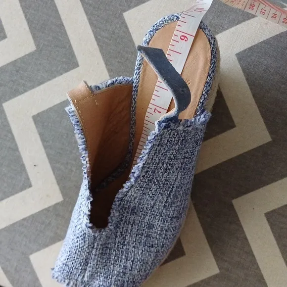 Castaner Freida Espadrille Wedge canvas wedge Sandals 37 7 peeptoe