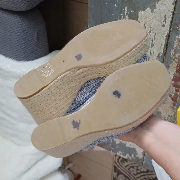 Castaner Freida Espadrille Wedge canvas wedge Sandals 37 7 peeptoe