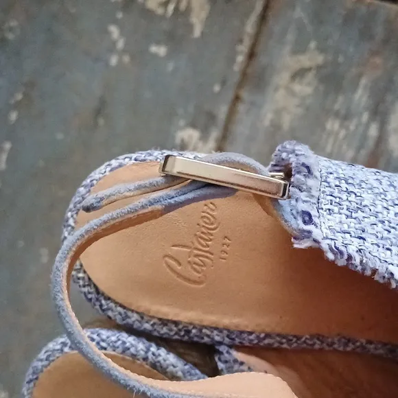 Castaner Freida Espadrille Wedge canvas wedge Sandals 37 7 peeptoe