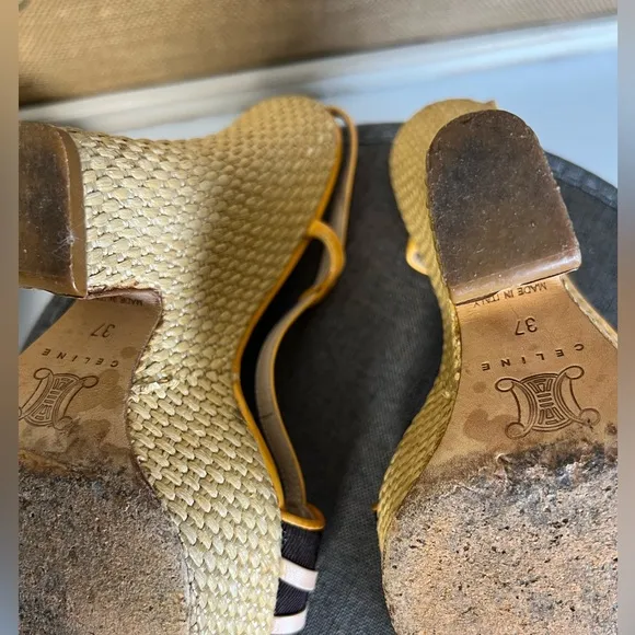 Celine Espadrille Wedge High Heel Sandals, Size 37 EU (7 US)
