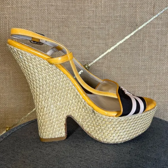 Celine Espadrille Wedge High Heel Sandals, Size 37 EU (7 US)