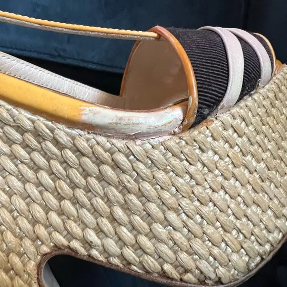 Celine Espadrille Wedge High Heel Sandals, Size 37 EU (7 US)