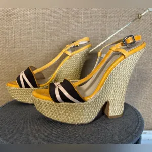 Celine Espadrille Wedge High Heel Sandals, Size 37 EU (7 US)