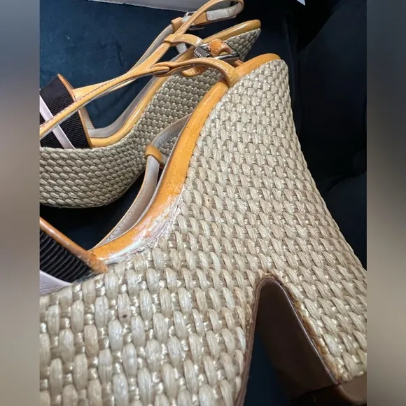 Celine Espadrille Wedge High Heel Sandals, Size 37 EU (7 US)