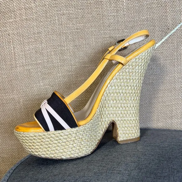 Celine Espadrille Wedge High Heel Sandals, Size 37 EU (7 US)