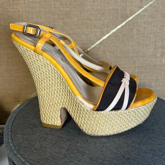 Celine Espadrille Wedge High Heel Sandals, Size 37 EU (7 US)