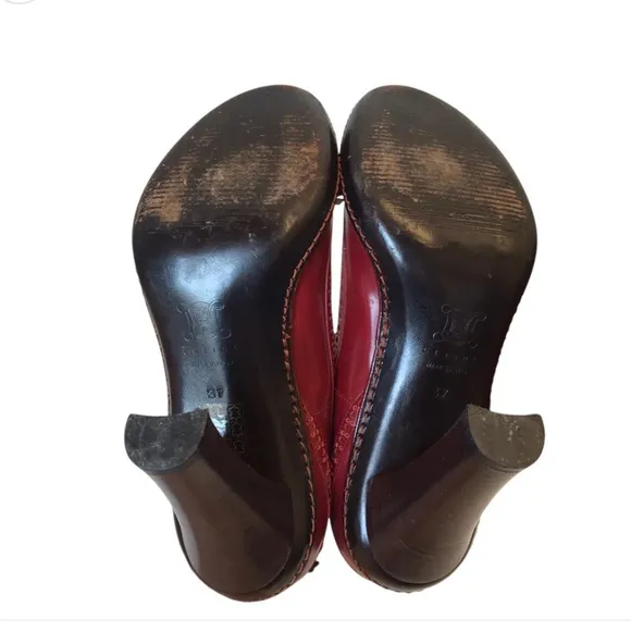 Celine Women's Red Leather Tassel Loafers size 6.5