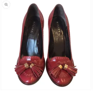 Celine Women's Red Leather Tassel Loafers size 6.5