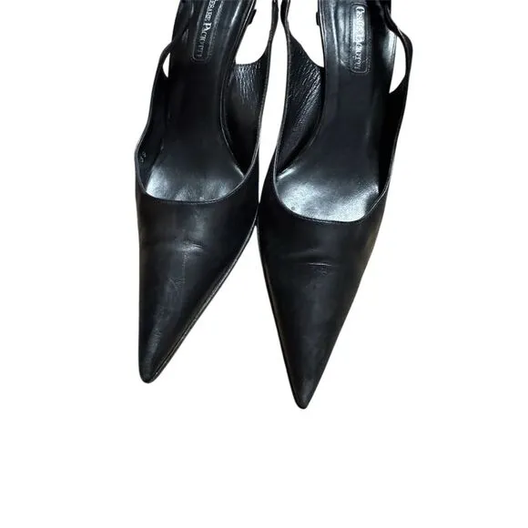Cesare Paciotti Women's Black Leather Slingback Pumps Size 9