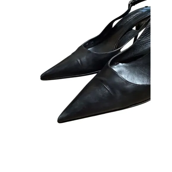 Cesare Paciotti Women's Black Leather Slingback Pumps Size 9