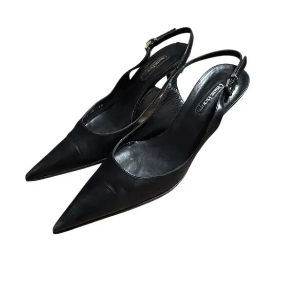 Cesare Paciotti Women's Black Leather Slingback Pumps Size 9
