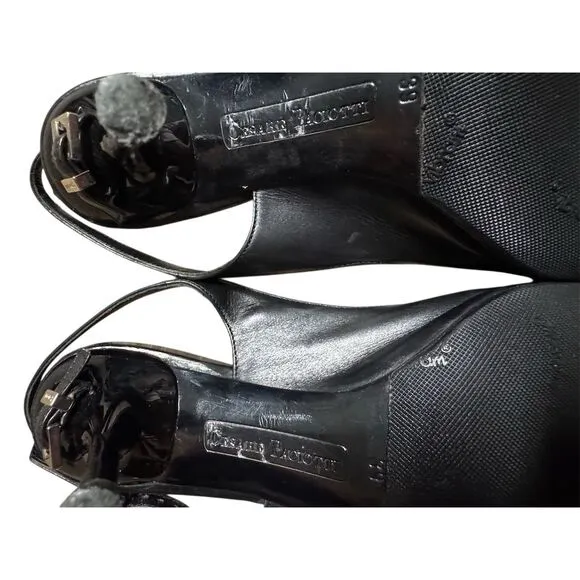 Cesare Paciotti Women's Black Leather Slingback Pumps Size 9