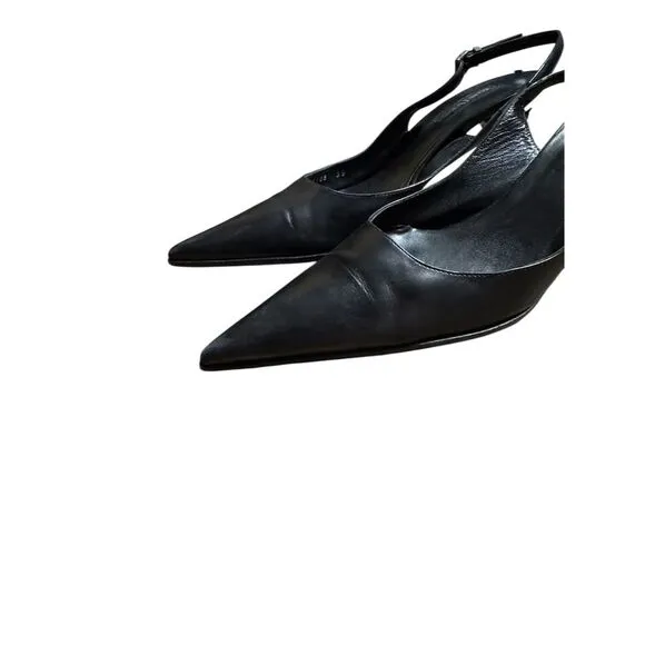 Cesare Paciotti Women's Black Leather Slingback Pumps Size 9