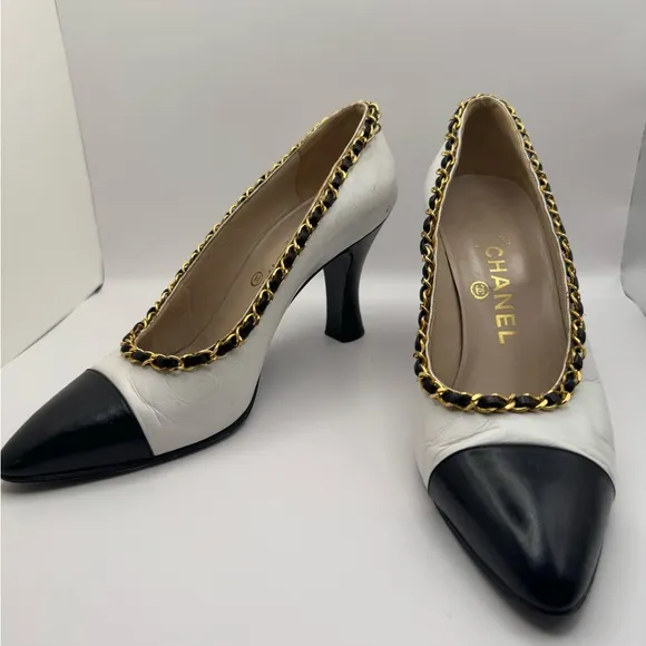 Chanel Chain link Embellished Spectator Heels - Size 38.5