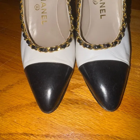 Chanel Chain link Embellished Spectator Heels - Size 38.5