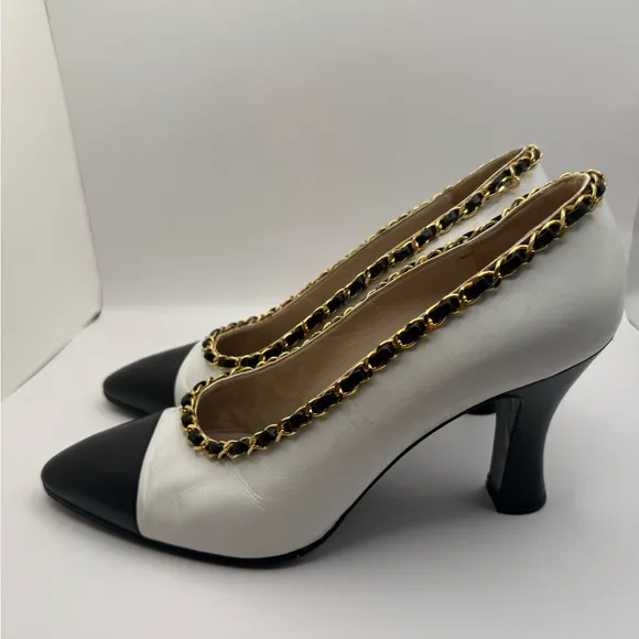 Chanel Chain link Embellished Spectator Heels - Size 38.5