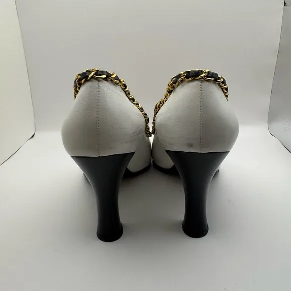 Chanel Chain link Embellished Spectator Heels - Size 38.5