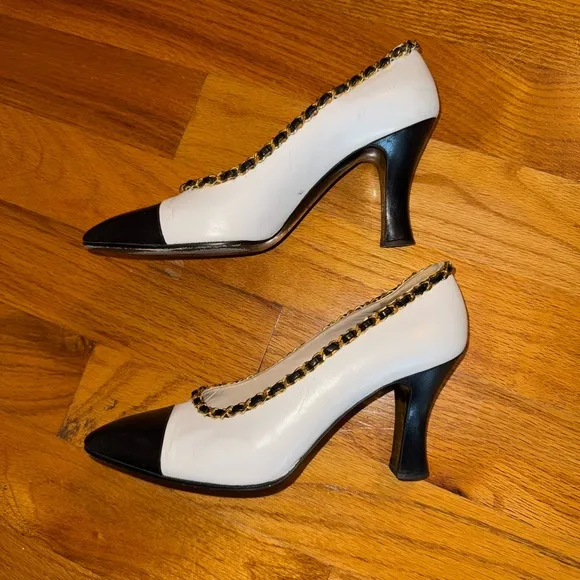 Chanel Chain link Embellished Spectator Heels - Size 38.5