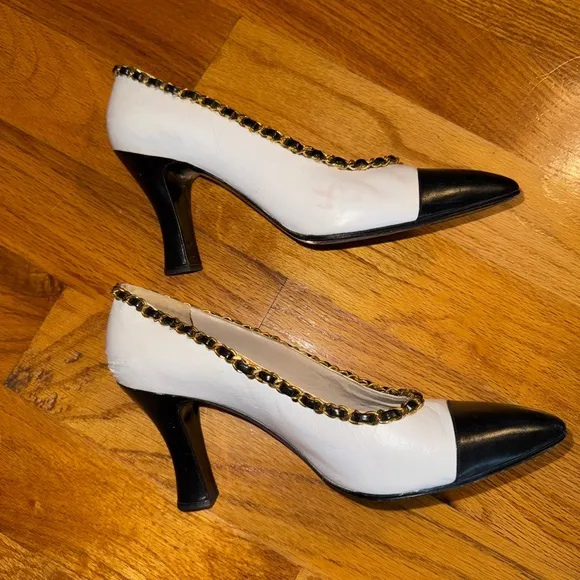 Chanel Chain link Embellished Spectator Heels - Size 38.5