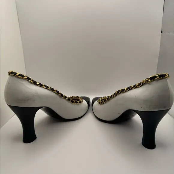 Chanel Chain link Embellished Spectator Heels - Size 38.5