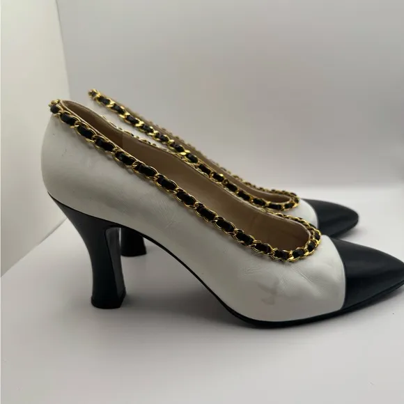 Chanel Chain link Embellished Spectator Heels - Size 38.5