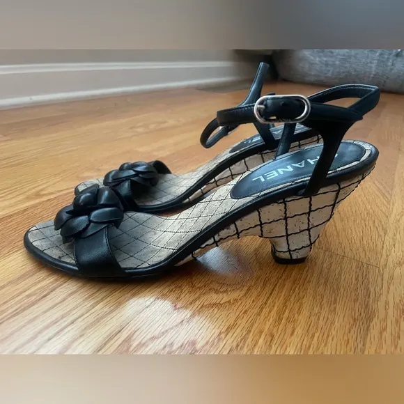CHANEL Sandals with Wedge Cork Heel
