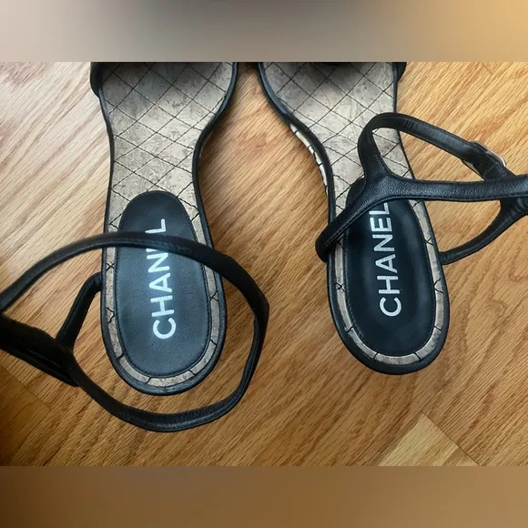 CHANEL Sandals with Wedge Cork Heel