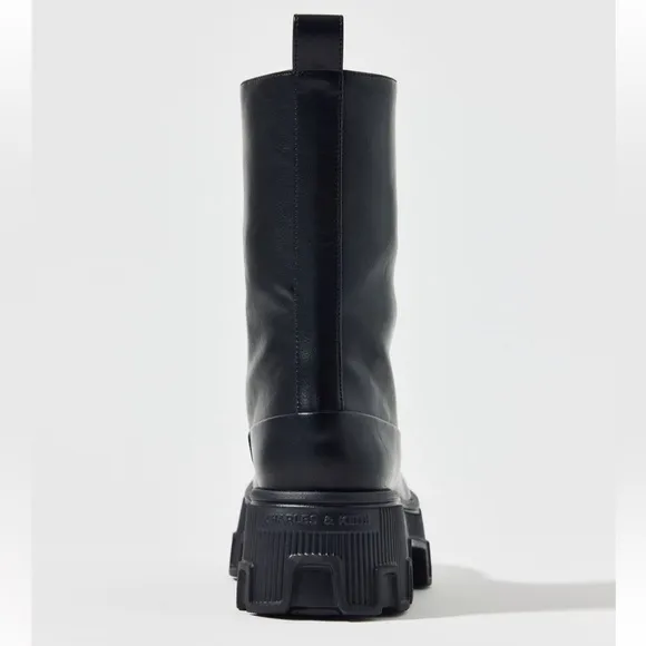 Charles &amp; Keith Women's Black Zip Up Lug Boots Y2K Chunky Combat Platform Moto