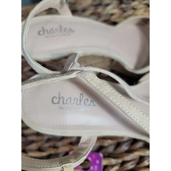 Charles by Charles David Women's 8 M Beige Suede Formal Preppy Wedge Sandals