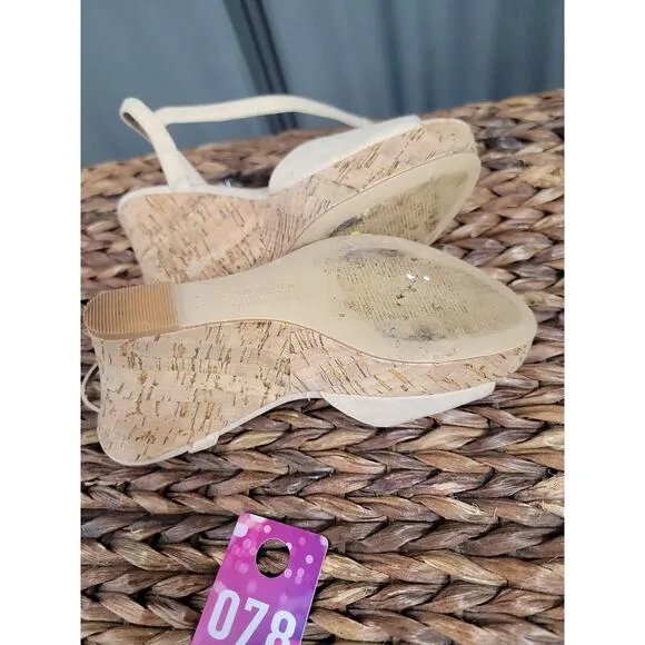 Charles by Charles David Women's 8 M Beige Suede Formal Preppy Wedge Sandals