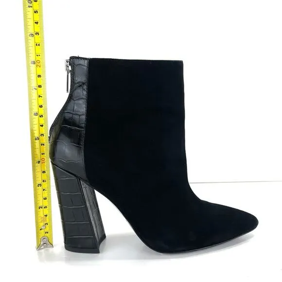 CHARLES DAVID MICRO FINE LEATHER BLOCK HIGH HEEL BOOTIES/ANKLE BOOTS