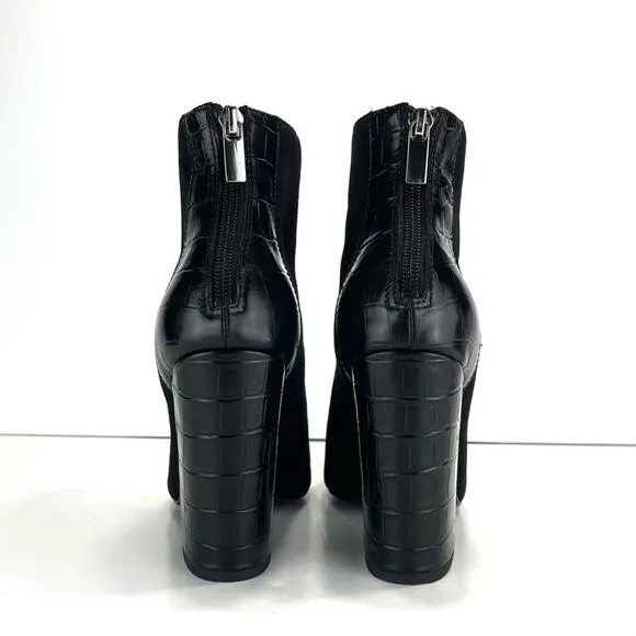 CHARLES DAVID MICRO FINE LEATHER BLOCK HIGH HEEL BOOTIES/ANKLE BOOTS