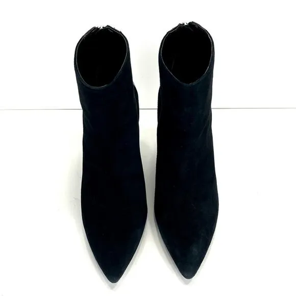 CHARLES DAVID MICRO FINE LEATHER BLOCK HIGH HEEL BOOTIES/ANKLE BOOTS