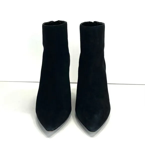 CHARLES DAVID MICRO FINE LEATHER BLOCK HIGH HEEL BOOTIES/ANKLE BOOTS