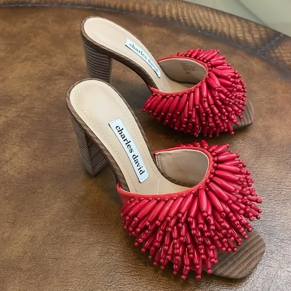 Charles David Women's Red Hottie Block Heel Sandals Size 6 M NEW WITHOUT BOX