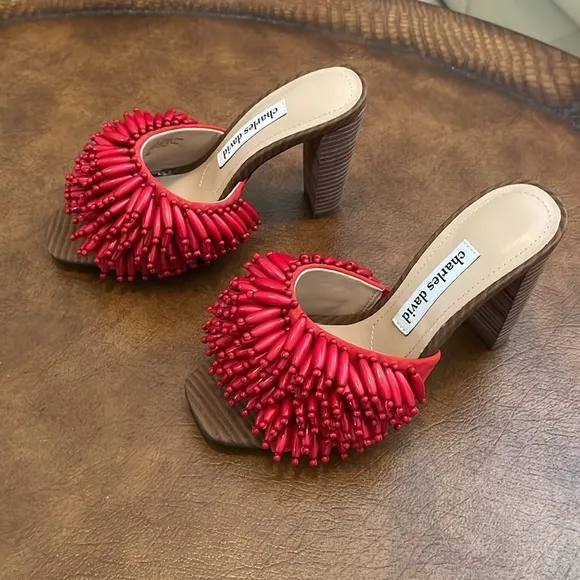 Charles David Women's Red Hottie Block Heel Sandals Size 6 M NEW WITHOUT BOX
