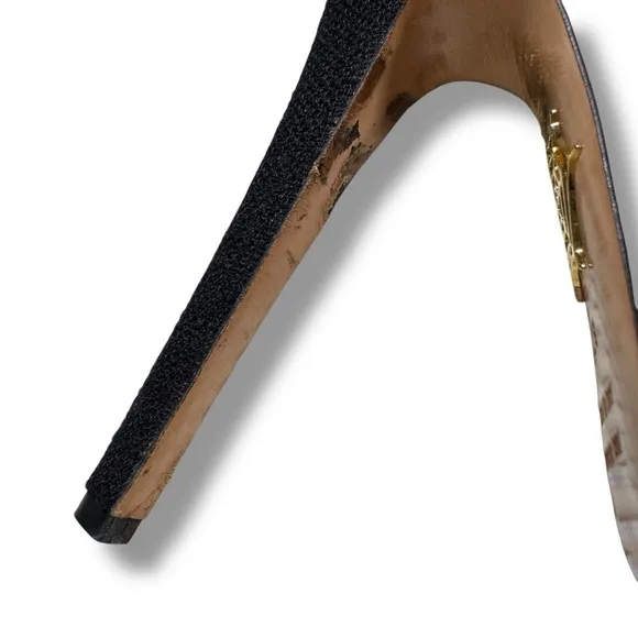 Charlotte Olympia Black Canvas Dolores Espadrille Platform Ankle-Strap Pumps