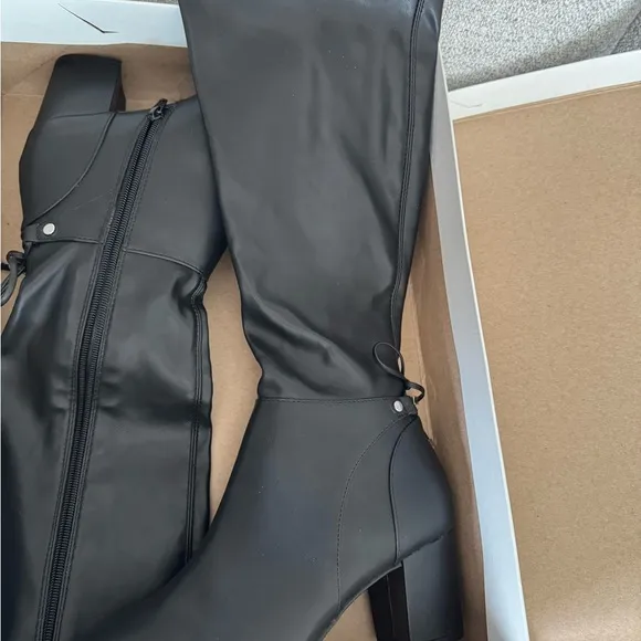 Charter Club Black Heeled Boots with Block Heel