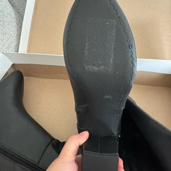 Charter Club Black Heeled Boots with Block Heel