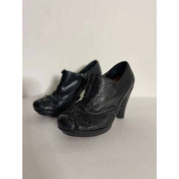 Chie Mihara 35.5 / 6 Leather Pumps Heels Victorian Black Shoes Goth Witchy