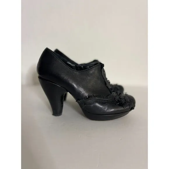 Chie Mihara 35.5 / 6 Leather Pumps Heels Victorian Black Shoes Goth Witchy