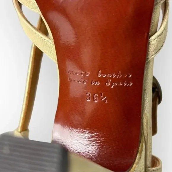 Chie Mihara Gold Leather Flower Slingback Heeled Sandals 36.5