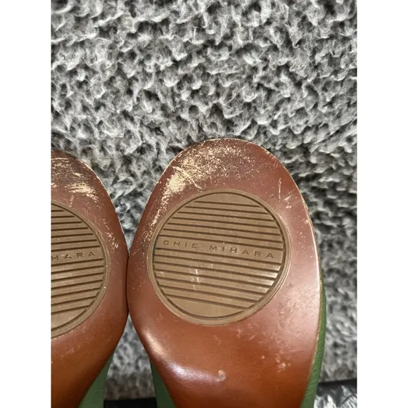 CHIE MIHARA SHOES Green Peep Toe Pumps Size 38.5